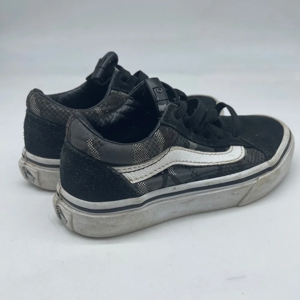 Vans Old Skool Kids Sneakers Black Grey Patterned Suede Low Top‎ Size 11.0